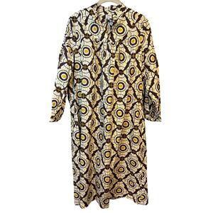 Baum Und Pferdgarten dress 3/4 sleeve cotton brown shift ruffled womens 36 small